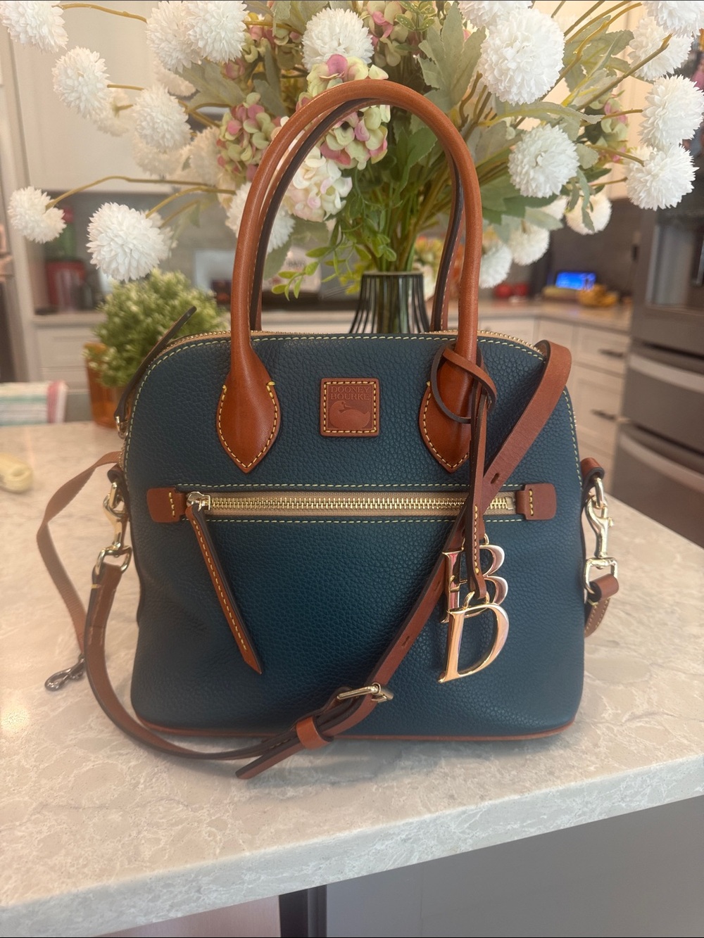 Dooney and Bourke Pebble Grain Domed Satchel in teal